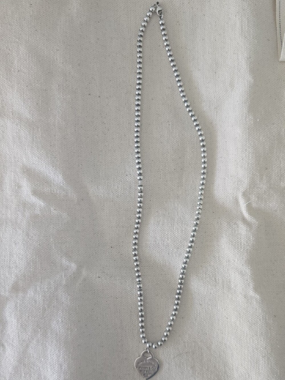 Tiffany & Co. Silver Heart Tag Bead Necklace - Picture 3 of 8